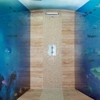 Grafické sklo sauna sprcha