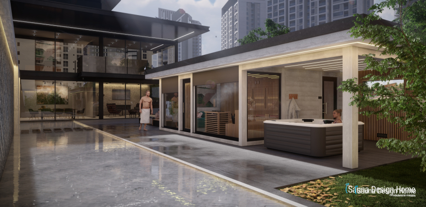 Saunový domček pre privátny panoramatický penthouse