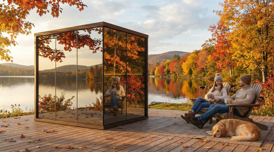 Individuálna zrkadlová sklenená sauna