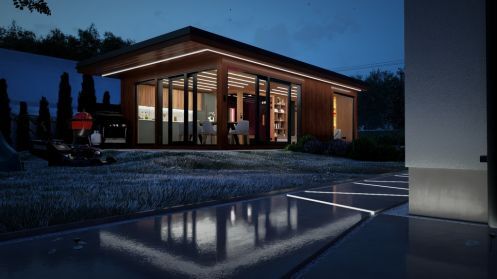 a sauna dům v noci a sauna dům v noci