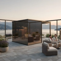 prístrešková zrkadlová sauna