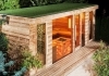 Sauna domeček se  zelení střechou 